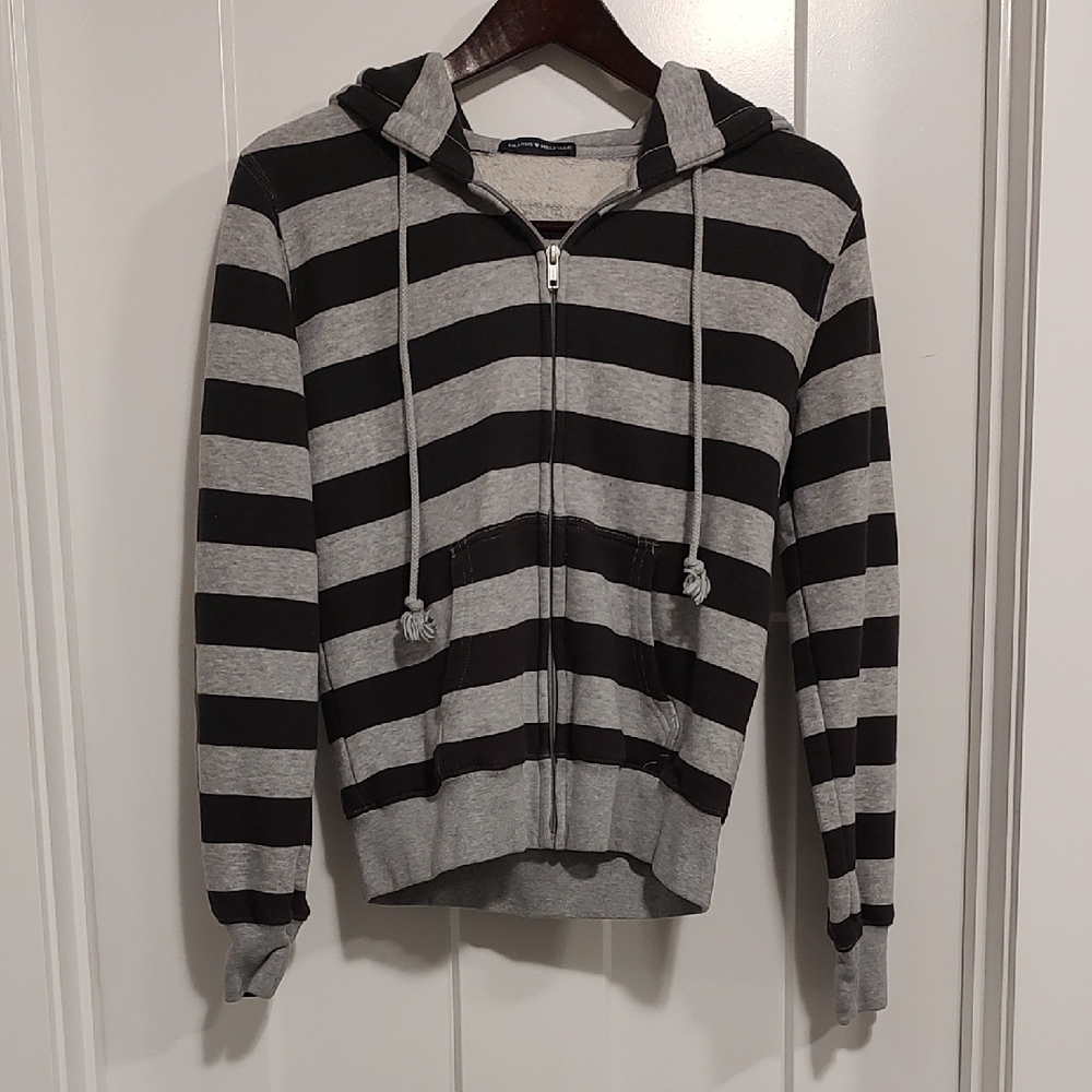 Brandy Melville Striped Black and Gray Hoodie